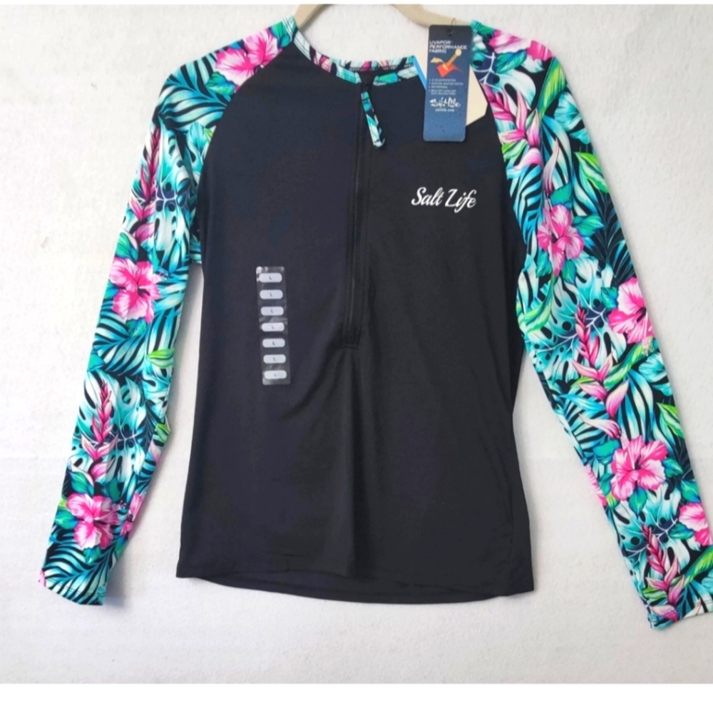 Salt Life Blue Hawaiian Youth Long Sleeve With Zipper Size Large SLJ6034